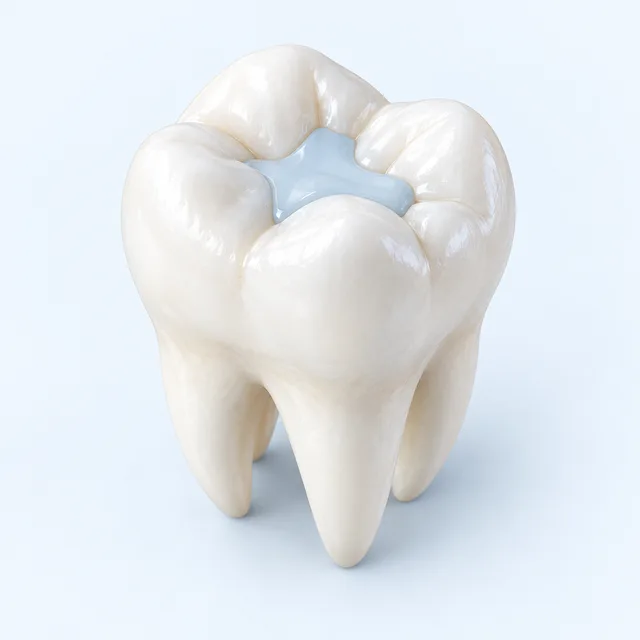 Restoring with a filling — illustrative 3D rendering